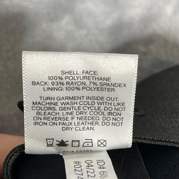 New Express Pants Black Womens 12 High Waisted Faux Leather Pleated‎ Vegan - Picture 7 of 12